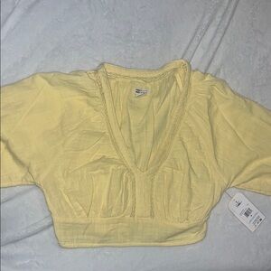 Yellow V-Neck Blouse